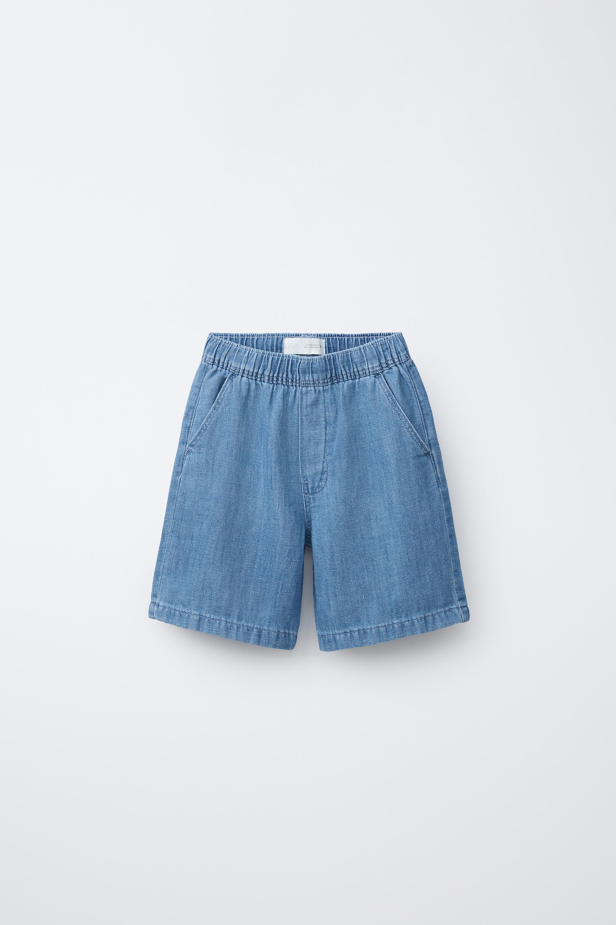 DENIM SHORTS WITH COTTON AND LINEN